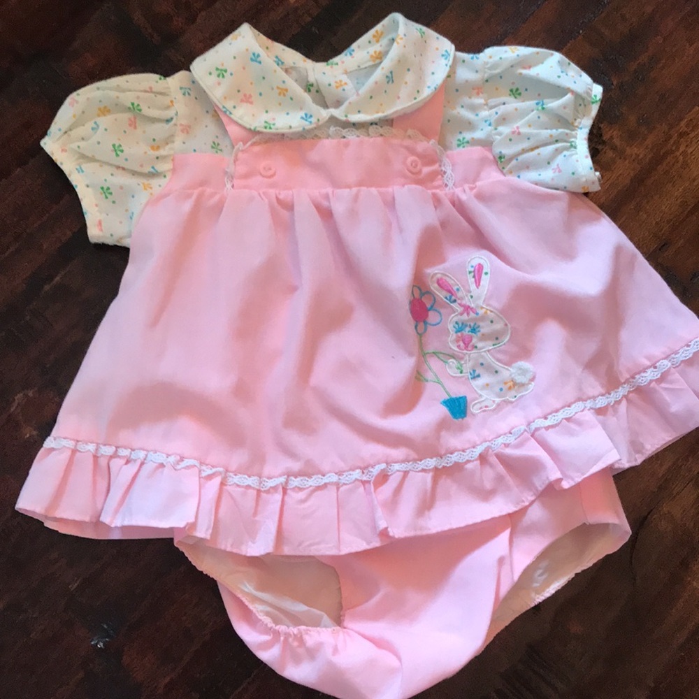 Vintage Easter Baby Dress and Bottoms